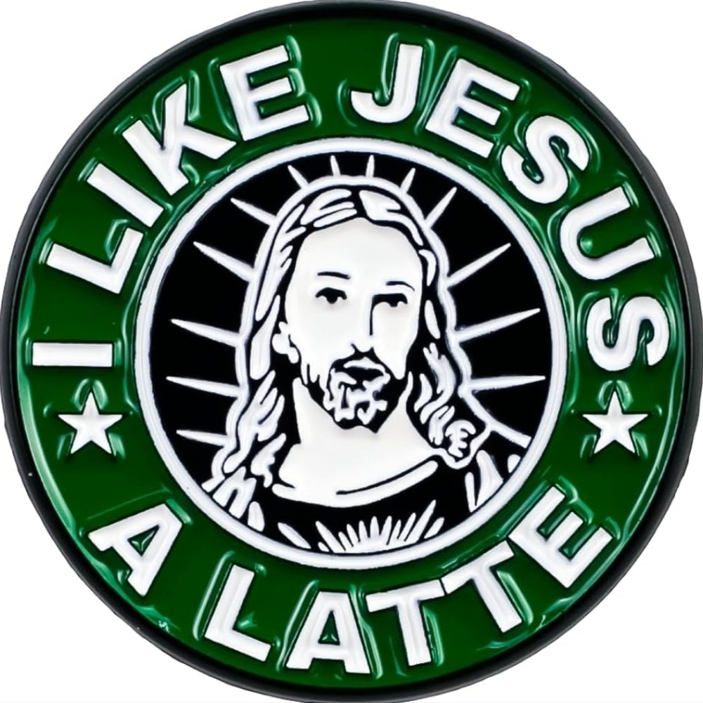 I Like Jesus A Latte Green Pin